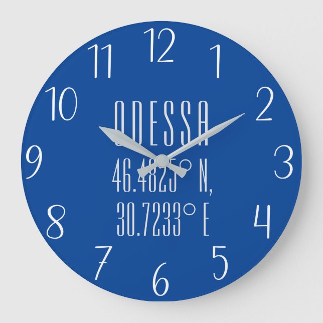 Odessa Ukraine Latitude & Longitude  Large Clock (Front)