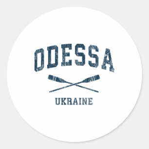 Odessa Ukraine Vintage Nautical Paddles Sports Oar Classic Round Sticker