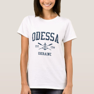 Odessa Vintage Navy Crossed Oars And Boat Anchor T-Shirt