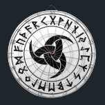 Odhroerir Rune Shield Dartboard<br><div class="desc">The triple horns are referred to in mythical stories and are retold in Norse toasting rituals. These stories involve the Odin's quest for the Odhroerir, Holy Mead brewed from the blood of the god Kvasir. These tales vary, but typically, Odin uses wits and magic to procure the brew over three...</div>