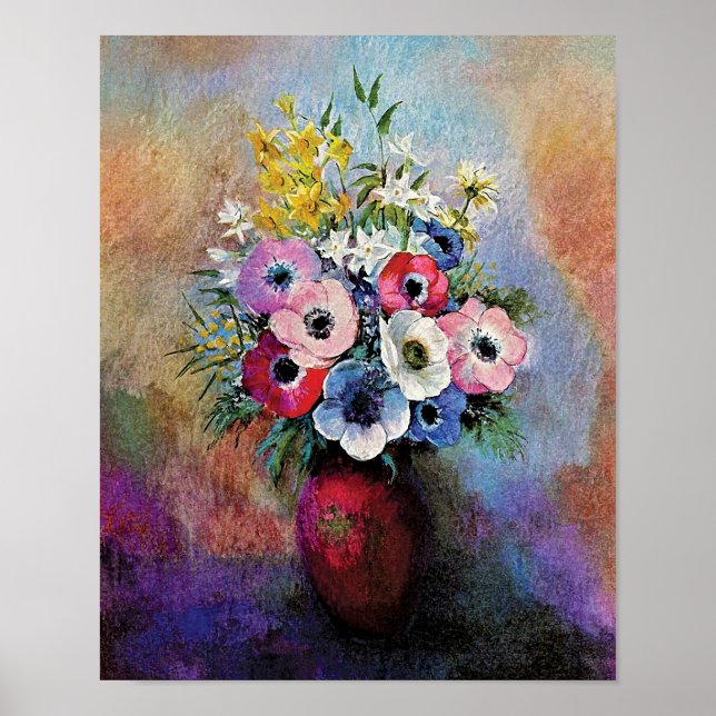 Odilon Redon Anemones - Fine Art Symbolism Poster (Front)