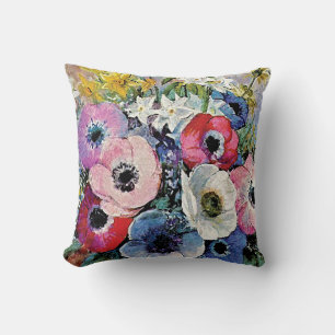 Odilon Redon Anemones Flowers - Fine Art Symbolism Cushion