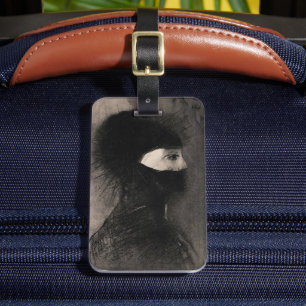 Odilon Redon Armour. Dark woman face Symbolism art Luggage Tag