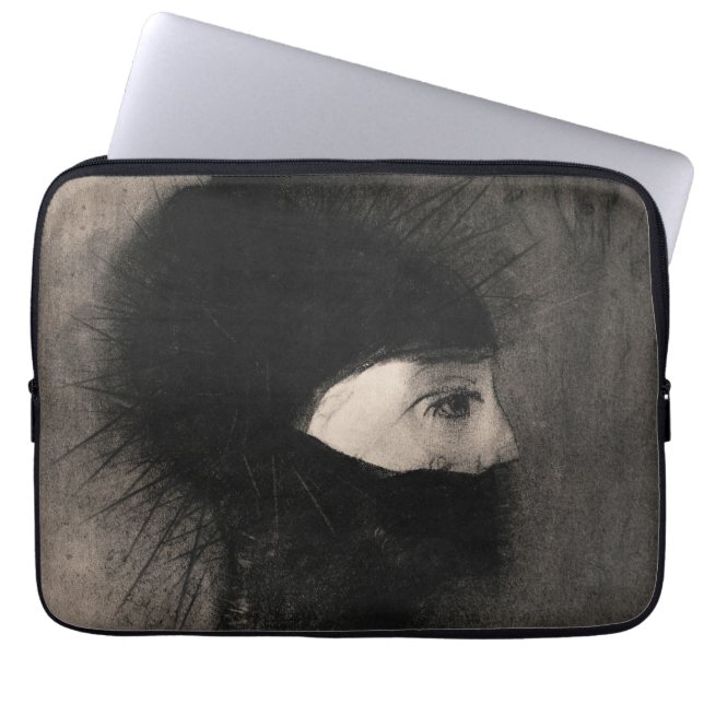 Odilon Redon Armour. Dark woman face Symbolism Laptop Sleeve (Front)