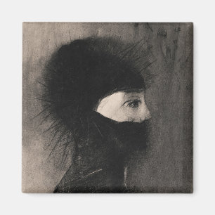 Odilon Redon Armour. Dark woman face Symbolism Magnet