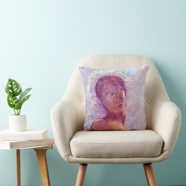 Odilon Redon, closed eyes 1889 Cushion (Chair)