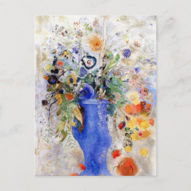 Odilon Redon - Large Bouquet in Pastel Blue Vase Postcard (Front)