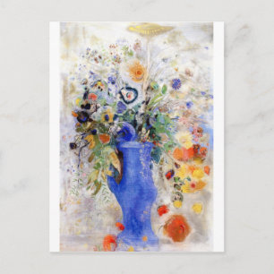 Odilon Redon - Large Bouquet in Pastel Blue Vase Postcard