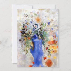 Odilon Redon - Large Bouquet in Pastel Blue Vase Thank You Card