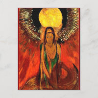 Odilon Redon painting, The Flame (goddess of fire)