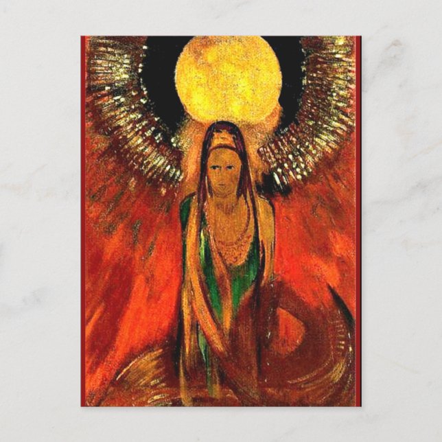 Odilon Redon painting, The Flame (goddess of fire) Postcard (Front)