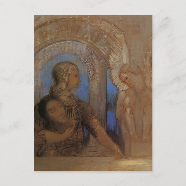 Odilon Redon- The Mystical Knight (Oedipus,Sphinx) Postcard (Front)