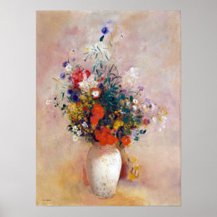 Odilon Redon Vase of Flowers (Pink Background) Poster