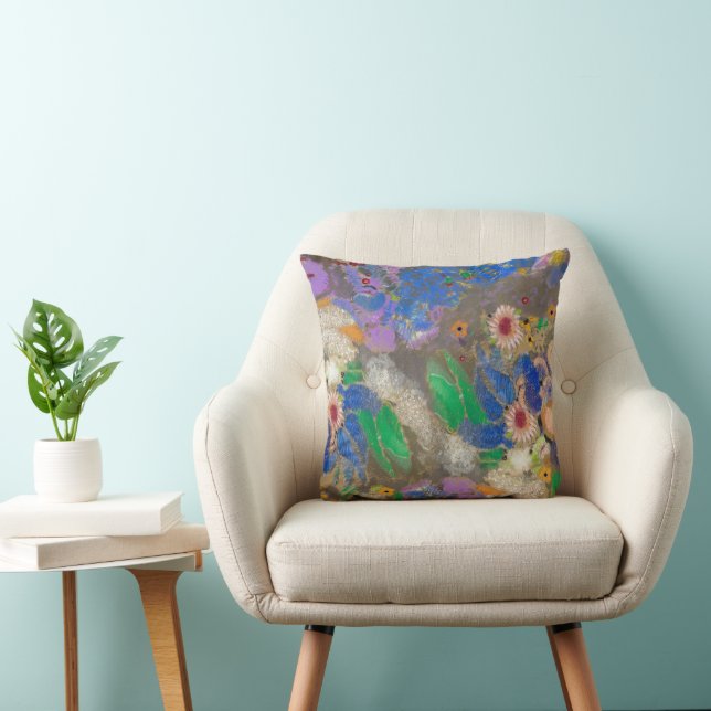 Odilon Redon's abstract flower background. Cushion (Chair)