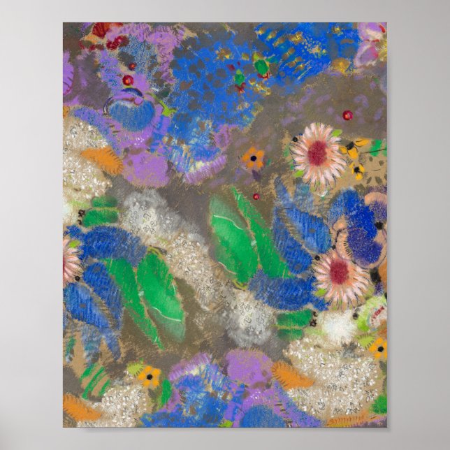 Odilon Redon's abstract flower background. Poster (Front)