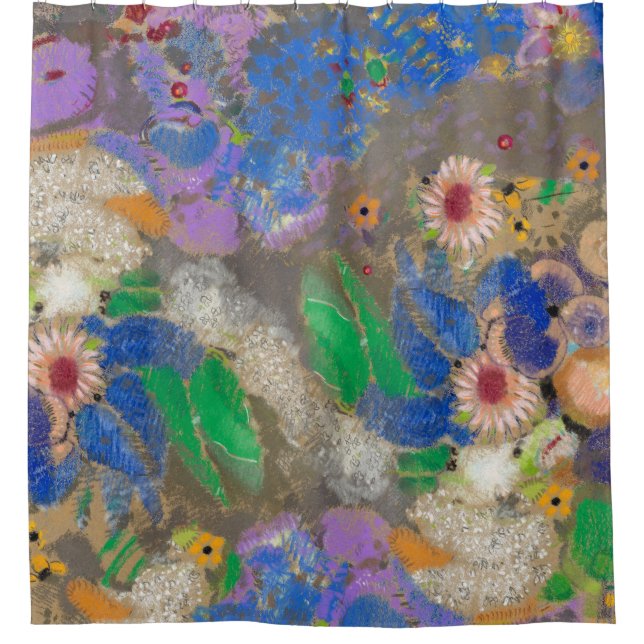Odilon Redon's abstract flower background. Shower Curtain (Front)