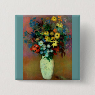 Odilon Redon's Vase with Flowers (1914) 15 Cm Square Badge