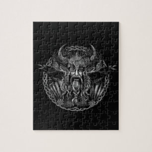 Odin and his ravens Huginn and Muninn Jigsaw Puzzle
