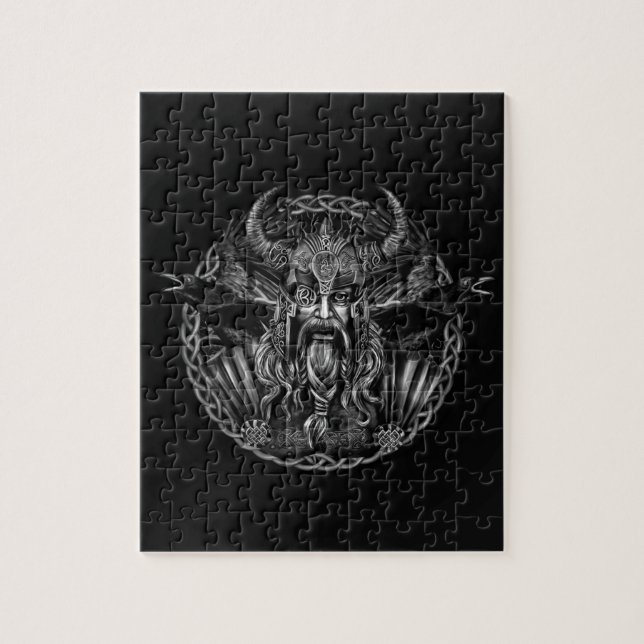 Odin and his ravens Huginn and Muninn Jigsaw Puzzle (Vertical)
