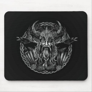 Odin and his ravens Huginn and Muninn Mouse Pad