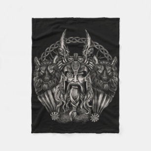 Odin and his wolves Geri and Freki Fleece Blanket
