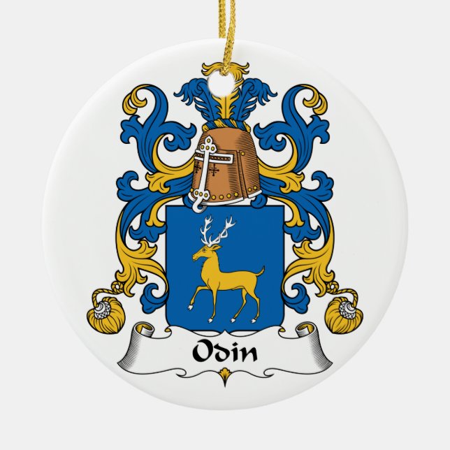 Odin Family Crest Ceramic Tree Decoration (Front)