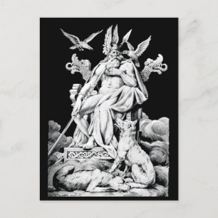 Odin, Norse mythology God, vintage illustration Postcard