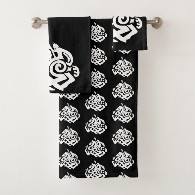 Odin on Sleipnir silhouette Bath Towel Set (Insitu)