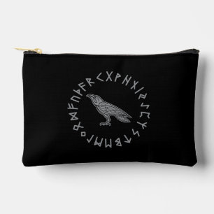 Odin Raven Crow Viking Mythology runes runic Accessory Pouch