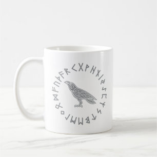 Odin Raven Crow Viking Mythology runes runic Coffee Mug