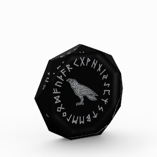 Odin Raven Crow Viking Mythology runes runic Photo Block