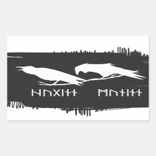 Odin Raven Crow Viking Mythology runes runic Rectangular Sticker