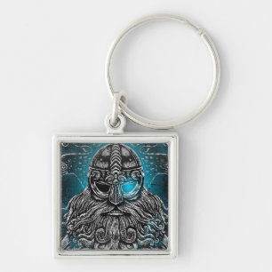 Odin Ravens and Swords Blue Luminous Eye Norse god Key Ring