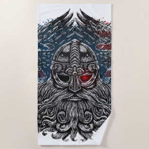 Odin ravens and swords Viking Mythology USA flag Beach Towel