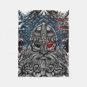 Odin ravens and swords Viking Mythology USA flag Fleece Blanket