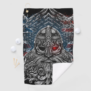 Odin ravens and swords Viking Mythology USA flag Golf Towel