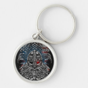 Odin ravens and swords Viking Mythology USA flag Key Ring
