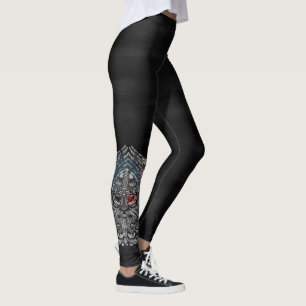 Odin ravens and swords Viking Mythology USA flag Leggings