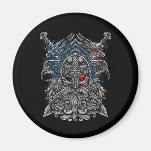 Odin ravens and swords Viking Mythology USA flag Magnet
