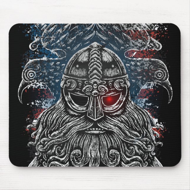 Odin ravens and swords Viking Mythology USA flag Mouse Pad (Front)