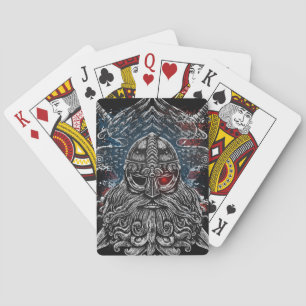 Odin ravens and swords Viking Mythology USA flag Playing Cards
