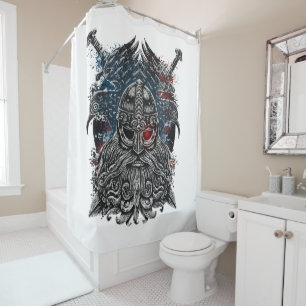 Odin ravens and swords Viking Mythology USA flag Shower Curtain
