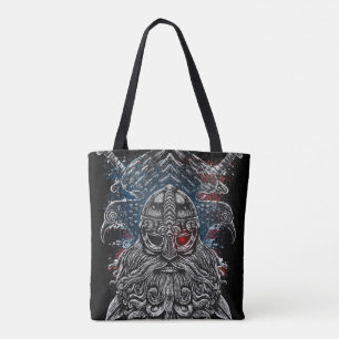 Odin ravens and swords Viking Mythology USA flag Tote Bag