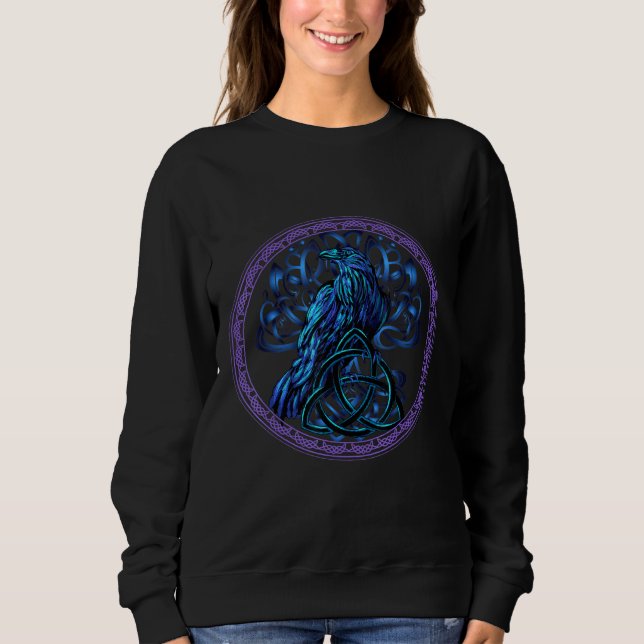 Odin Ravens Huginn And Muninn Vegvisir Viking Crow Sweatshirt (Front)