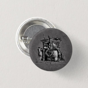 Odin ravens on his stone throne viking mythology 3 cm round badge