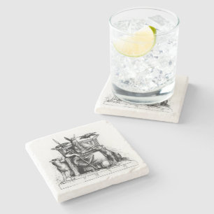 Odin ravens on his stone throne viking mythology coaster