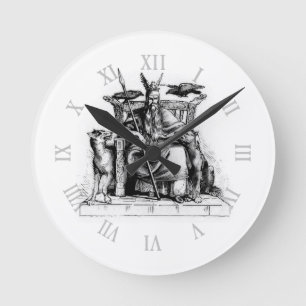 Odin ravens on his stone throne viking mythology round clock
