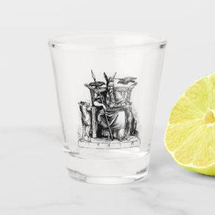 Odin Ravens on Stone Throne Viking Mythology Stone Shot Glass
