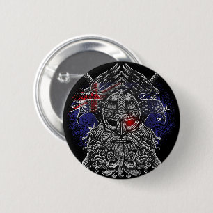 Odin ravens swords Viking Mythology Australia flag 6 Cm Round Badge