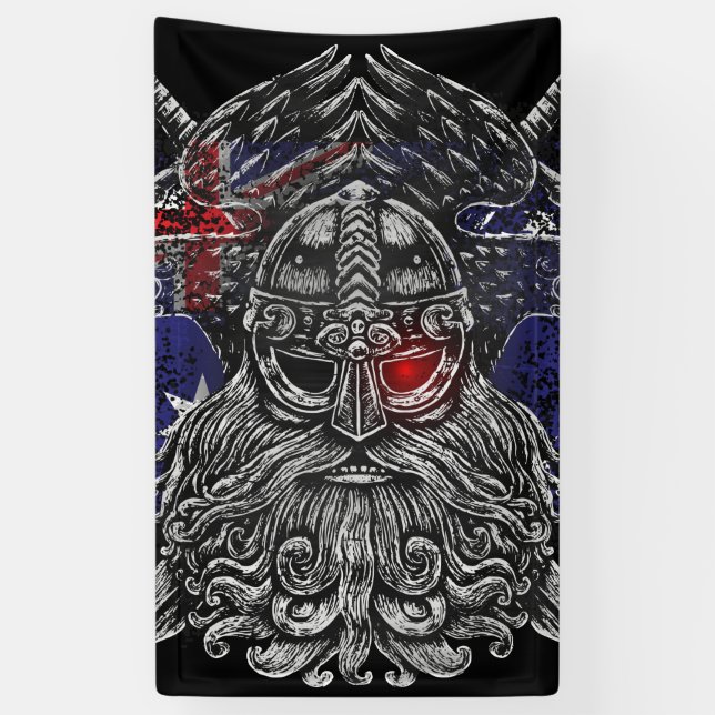 Odin ravens swords Viking Mythology Australia flag Banner (Vertical)